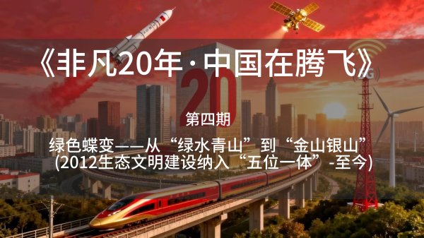 非凡20年·中国在腾飞 第四期 绿色蝶变——从“绿水青山”到“金山银山” (2012生态文明建设纳入“五位一体”-至今)